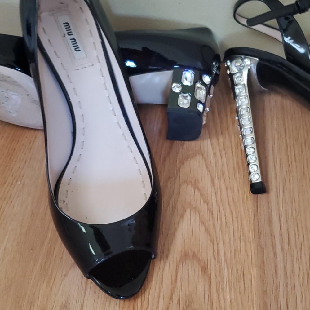 Miu miu gem embellished encrusted low pump